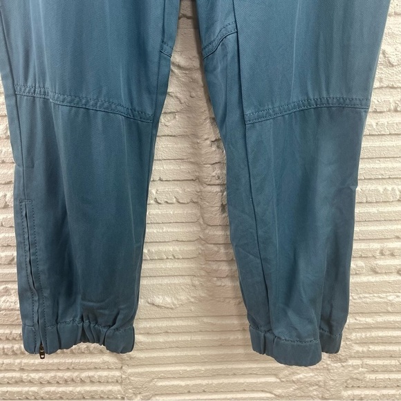 LOFT 100% Lyocell Joggers Teal Blue Color Zipper Ankle Oversized Back Pockets 6 - Picture 7 of 15